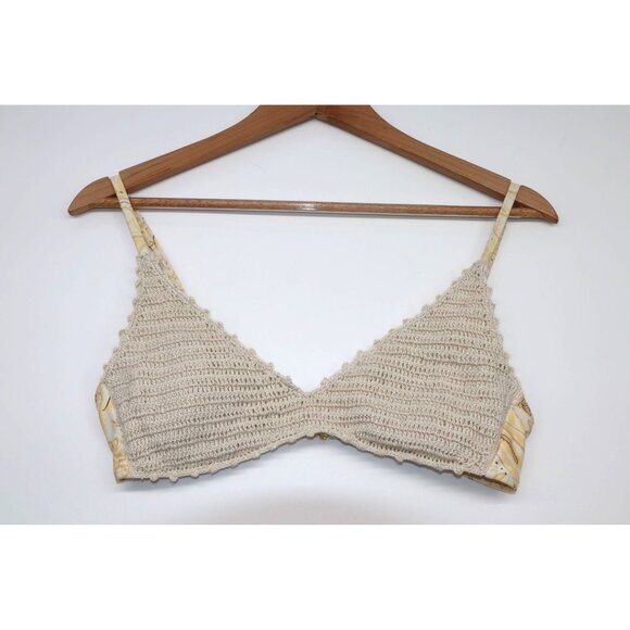 Xhilaration Beige Crochet Bralette Bikini Top Medium Adjustable Straps - Picture 1 of 8